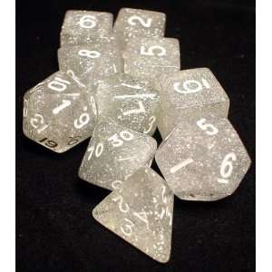  Koplow RPG Dice Sets Silver/White Glitter 10 Die Set 