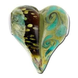    20mm Aqua Ocean Artsy Glass Heart Pendant Large Hole Beads Jewelry