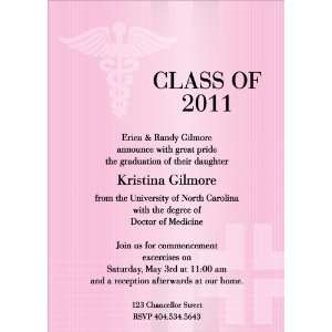  Caduceus   Pink Graduation Invitations Health & Personal 