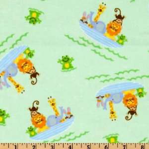   Flannel Noahs Ark Green Fabric By The Yard Arts, Crafts & Sewing