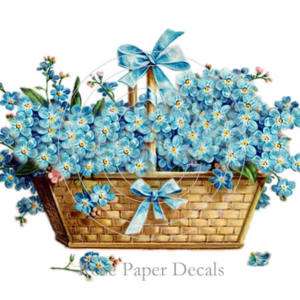 Shabby Vintage Style Chic Forget Me Not Basket 8 Decals  
