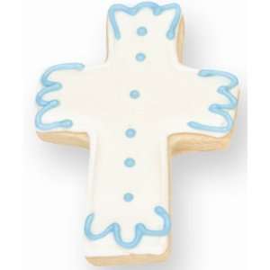   Blue Accents Christening Cross Cookie Favor