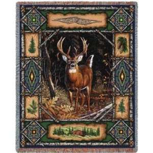  Whitetail Deer Lodge Tapestry Throw Blanket
