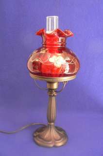Fenton 20 1/2 Student Lamp in Golden Glimmer on Ruby  