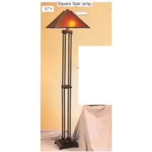  Sturdy Heavy Base Mica Style Shade Square Floor Lamp
