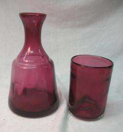 unmarked fenton glass / cranberry tumble up / bohemian shape bottle 