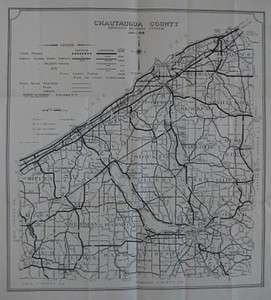 1959 Road Map CHAUTAUQUA COUNTY Stow Lake Ferry Jamestown Mina 