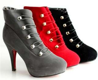 Stylish shoes metal button sexy high heeled booties  