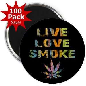  LIVE LOVE SMOKE Marijuana Pot Leaf 100 Pack of 2.25 inch 