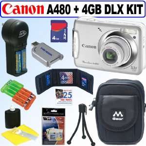  Canon PowerShot A480 10 MP Digital Camera (Silver) + 4GB 