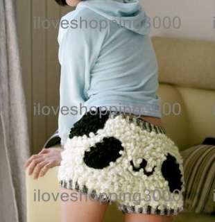 CUTE PANDA Hand Knitted Fluff Fluffy Hot SHORTS/ PANTS  