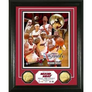  NBA Miami Heat 2011 Finals Team Force 24KT Gold Coin Photo 
