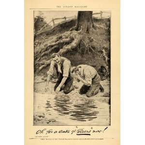   Ad Men Washing Faces In Stream Andrew Pears Soap   Original Print Ad