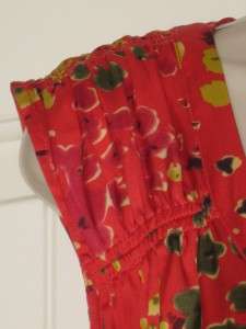 CAbi #363 Wild Flower Tunic Sleeveless Top Waist Tie Red Yellow Sz M 