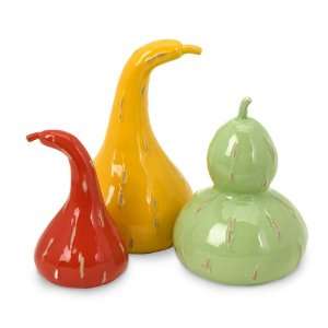   of 3 Colorful Rustic Country Kitchen Decorative Gourds