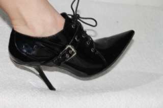 GUESS Stephania Black Patent Leather Ankle Boots Shoes Size 10M  