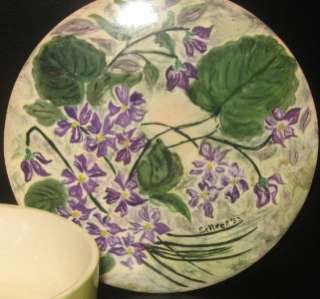 VTG HAND MADE & PAINTED BOWL W LID W FLOWERS SELLECK 53  