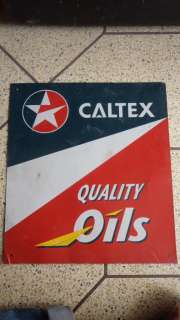 Vintage Enamel Singh Board   CALTEX QULAITY OILS  