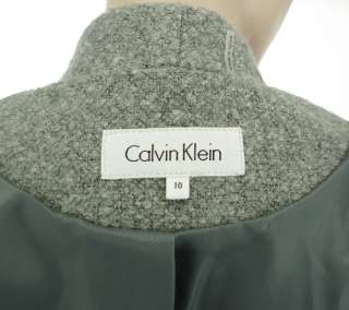CALVIN KLEIN Grey Three Button Womens Belted Walker Coat Trench US 10 