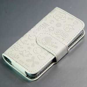  White / Lovely Cute Cartoon PU Leather Case / shell / skin 