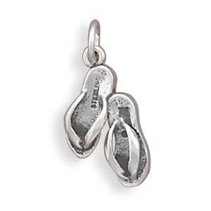   Silver Oxidized Pair Sandals Charm with 18 Steel Chain Jewelry