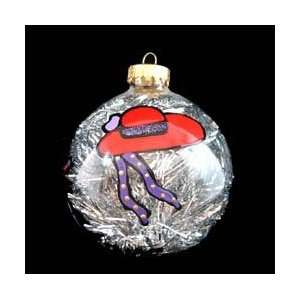 Red Hat Dazzle Design   Hand Painted   Glass Ornament   2.75  