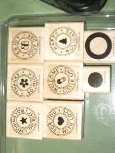 Stampin Up RIVETING RUBBER STAMP SET & LARGE TAG PAPER PUNCH  