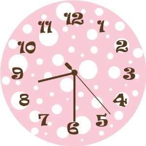    Pink & White Polka Dot Girls Wall Clock Room Decor