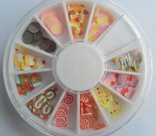   Nail Art Tips Fimo UV Decoration Wheel Candy shape DIY Slices  