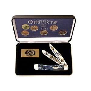  CASE XX 2003 24k Gold Plated State Quarters & Trapper Gift 