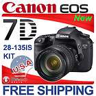 Canon EOS 7D SLR Digital Camera 28 135 IS Lens, NEW USA