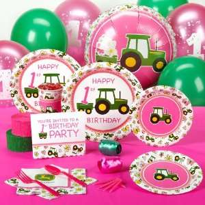  John Deere Pink 1st Birthday Standard Party Pack for 16 
