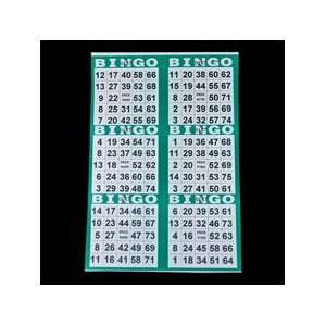  6 on Die Cut Bingo Cards   Green   250 sheets Toys 