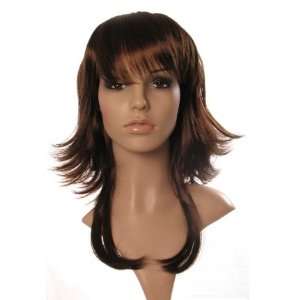    length Dark Choc Brown Flip tip flicked razor cut ladies wig Beauty