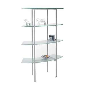 Dainolite DBS 442 GL SV Free Standing Glass Bookshelf in Frosted and 