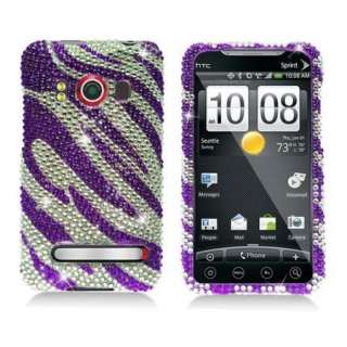Purple ZEBRA Rhinestone DIAMOND Case for Sprint HTC EVO 4G Jeweled 