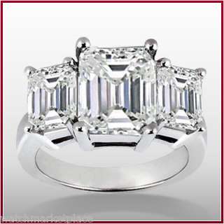 10 Carat 3 Stone Emerald Diamond Engagement Ring H VS1 EGL  