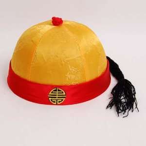  Traditional Chinese Qing Dynasty Cap Hat Yellow Toys 