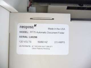 NEOPOST HASLER PF 75 AUTODOCUMENT PAPER FOLDER PF75  