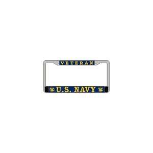  US Navy Veteran License Plate Frame (Chrome Metal 