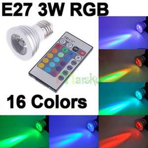 16 Colors changing 3W E27 90 240V AC LED Bulb Lamp Spot Light IR 