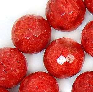 10mm Faceted Red Sponge Coral Round Beads 15  