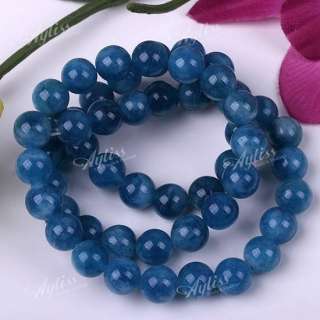 8mm Blue Jade Gemstone Gem Round Loose Beads Strand  