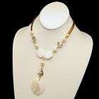 CAROL DAUPLAISE Pendant Necklace Chunky Mother of Pearl Shell Beads