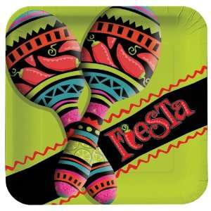    Lets Party By Caliente Fiesta Square Dinner Plates 