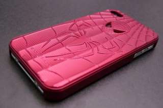 3D SPIDERMAN Aluminium Back Case for iPhone4 4S+LCD Protector Red 