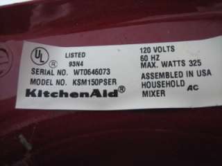 T110) Red KitchenAid Artisan Stand Mixer KSM150SPER  