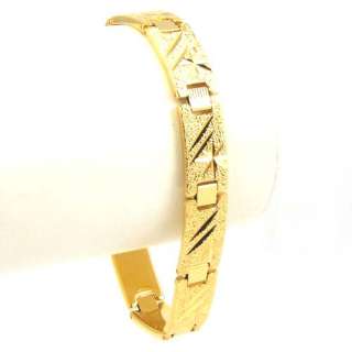 EXALTED 18K GOLD GP CARVEN CHAIN SOLID FILL BRACELET  