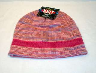 Girls Acrylic Knit Beanie Hat Striped Sparkle Cap  