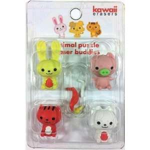   Erasers on Card (Pig, Rabbit, Cat, Squirrel) New 2012 Toys & Games